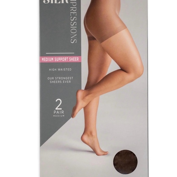 Silk Impressions Sheer Support Pantyhose 2 Pack Size XL Coffee Bean 30 Denier - Picture 1 of 1